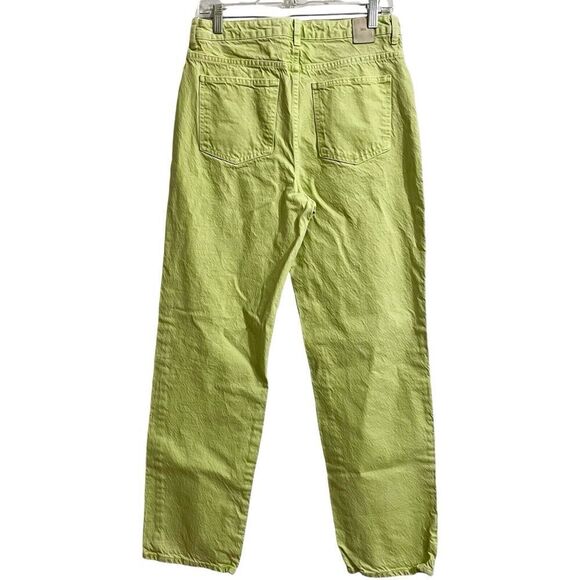 Zara Jeans High Rise Straight Leg Denim Size 8 Lime Green Cotton 90s Mom… - Picture 2 of 8